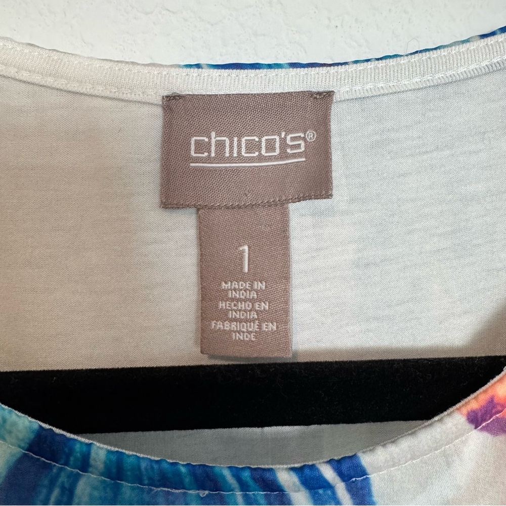 Chicos Tropical Palm Tassel Multicolor Tank Kaftan Top - Picture 5 of 9